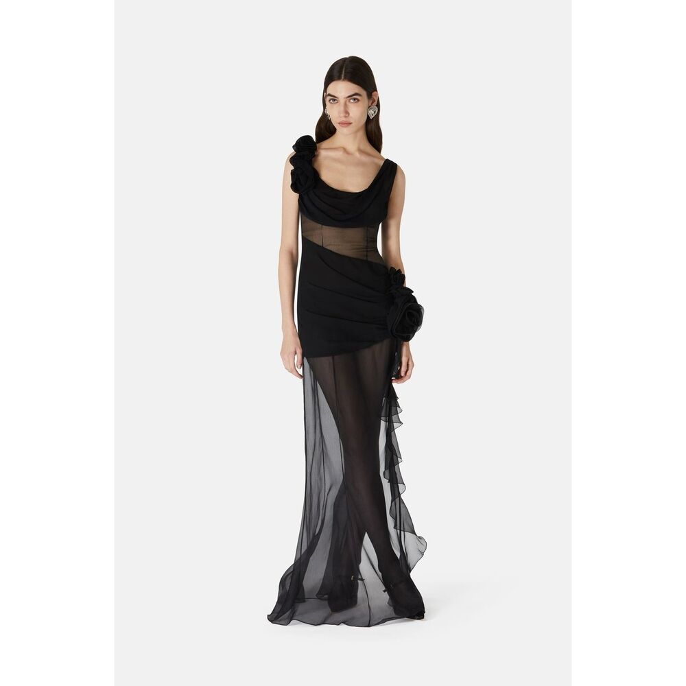 Alessandra Rich Black One Shoulder Gown